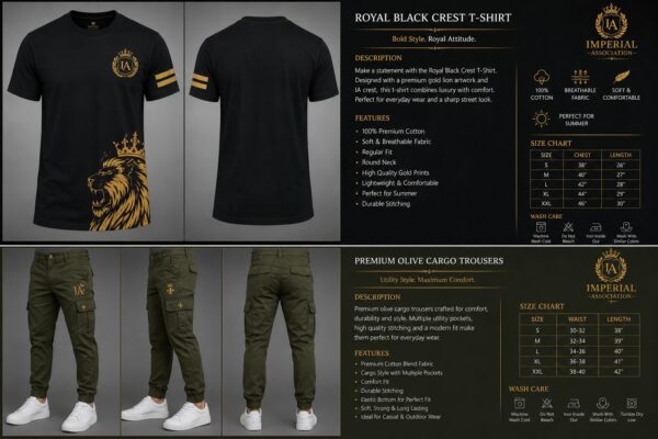 Royal Black Crest T-Shirt & Cargo